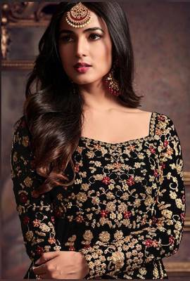 Black embroidered pure net salwar 2