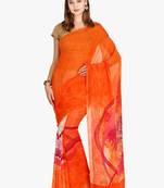 CLASSICATE From The House Of The Chennai Silks Women's Orange Georgette Saree With Blouse