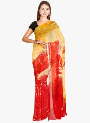 CLASSICATE From The House Of The Chennai Silks Women's Multicolor Georgette Saree With Blouse 1