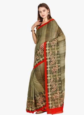 CLASSICATE From The House Of The Chennai Silks Women's Green Bhagalpuri Saree With Blouse 1