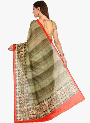 CLASSICATE From The House Of The Chennai Silks Women's Green Bhagalpuri Saree With Blouse 2
