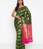CLASSICATE From The House Of The Chennai Silks Women's Dark Green Traditional Kanjivaram Silk Saree With Blouse