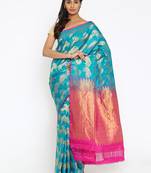 CLASSICATE From The House Of The Chennai Silks Women's Sky Blue Traditional Kanjivaram Silk Saree With Blouse