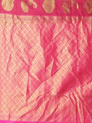 CLASSICATE From The House Of The Chennai Silks Women's Dark Pink Traditional Kanjivaram Silk Saree With Blouse 2