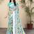 Turquoise Printed Cotton Saree With Blouse