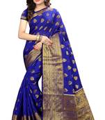 Royal blue woven banarasi saree with blouse