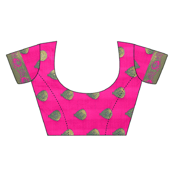 Pink woven banarasi saree with blouse 4