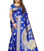 Royal blue woven banarasi saree with blouse