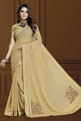 Chicku finest of thread embroidery in Lucknowi style saree with heavy embroidery blouse 4