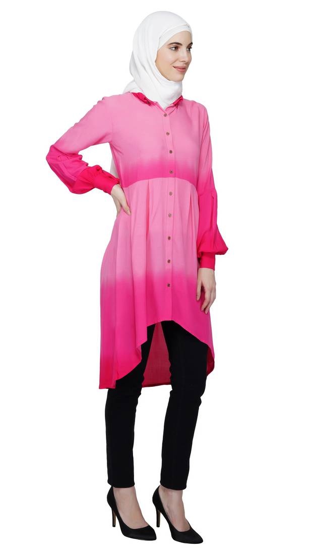 Pink Ombre Tunic Dress By Ruqsar