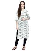 White printed cotton ethnic-kurtis