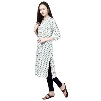 White printed cotton ethnic-kurtis 2
