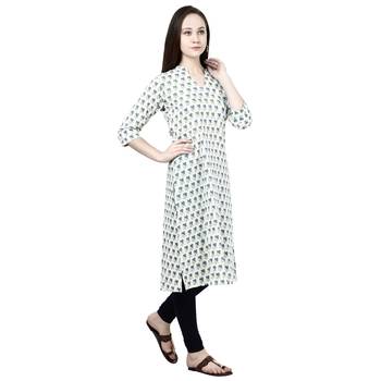 White printed cotton ethnic-kurtis 3