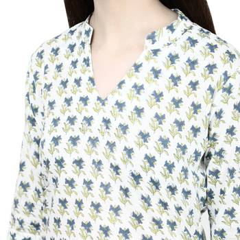 White printed cotton ethnic-kurtis 5