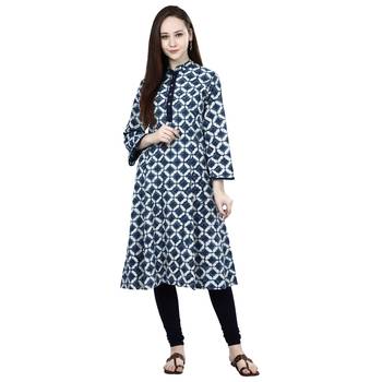 Blue printed cotton ethnic-kurtis 1