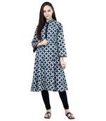 Blue printed cotton ethnic-kurtis