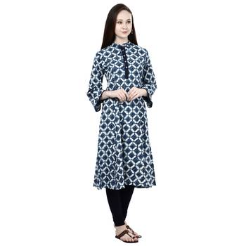 Blue printed cotton ethnic-kurtis 3