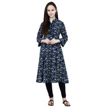 Blue printed cotton ethnic-kurtis 1