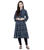 Blue printed cotton ethnic-kurtis