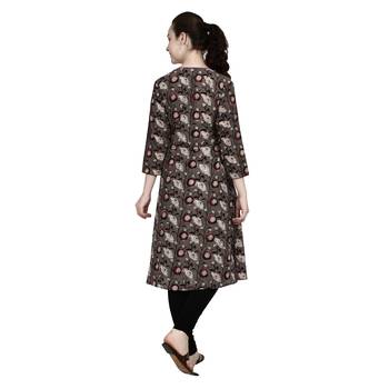 Brown printed cotton ethnic-kurtis 4