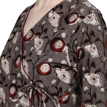 Brown printed cotton ethnic-kurtis 5