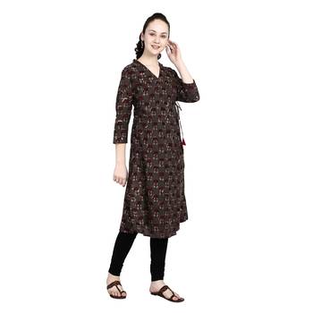 Brown printed cotton ethnic-kurtis 3