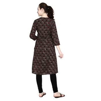 Brown printed cotton ethnic-kurtis 4