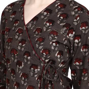 Brown printed cotton ethnic-kurtis 5
