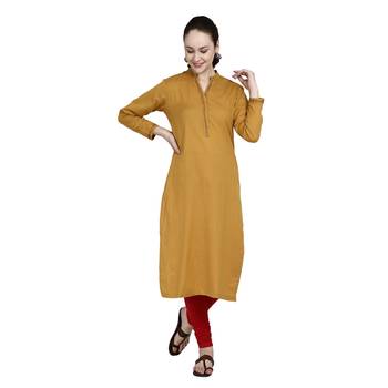Yellow printed cotton ethnic-kurtis 1