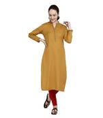 Yellow printed cotton ethnic-kurtis