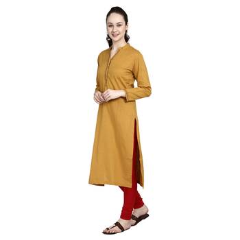 Yellow printed cotton ethnic-kurtis 2