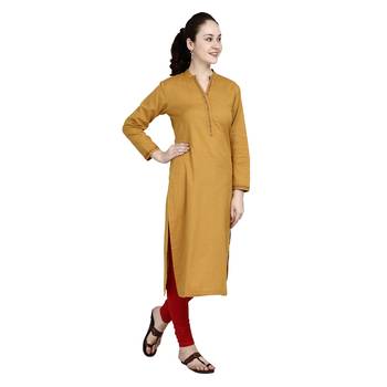 Yellow printed cotton ethnic-kurtis 3