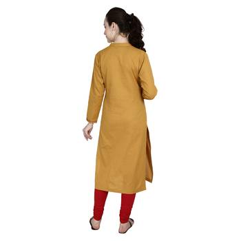 Yellow printed cotton ethnic-kurtis 4