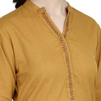 Yellow printed cotton ethnic-kurtis 5