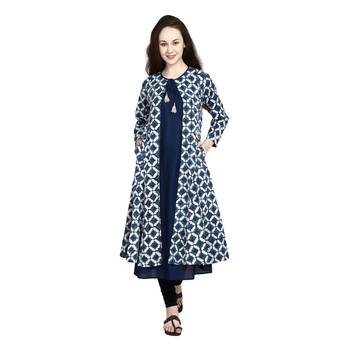 Blue printed cotton ethnic-kurtis 1