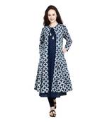 Blue printed cotton ethnic-kurtis