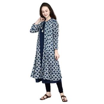Blue printed cotton ethnic-kurtis 2