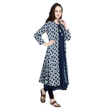 Blue printed cotton ethnic-kurtis 3