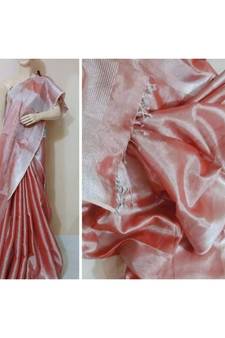 Peach Colur Tissue Linen Handwoven Saree With Blouse Piece
