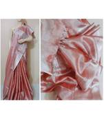 Peach Colur Tissue Linen Handwoven Saree With Blouse Piece