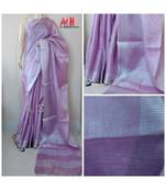 Light Purple Colur Tissue Linen Handwoven Saree With Blouse Piece