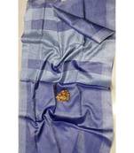 Blue Colur Tissue Linen Handwoven Saree With Blouse Piece
