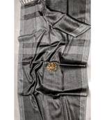 Black Colur Tissue Linen Handwoven Saree With Blouse Piece