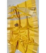 Yellow Colur Tissue Linen Handwoven Saree With Blouse Piece