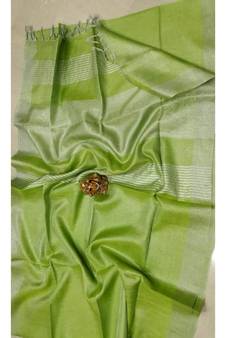 Green Colur Tissue Linen Handwoven Saree With Blouse Piece