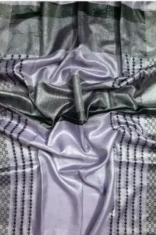 Ikkat Tissue Linen Handwoven Saree And Blouse Piece