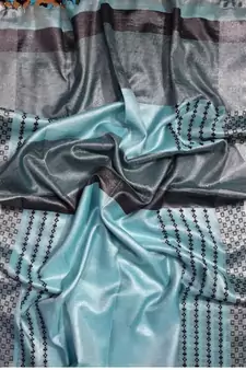 Ikkat Tissue Linen Handwoven Saree And Blouse Piece