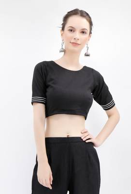 Black Rabari Cotton Backless Padded Blouse 2