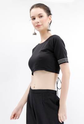 Black Rabari Cotton Backless Padded Blouse 3