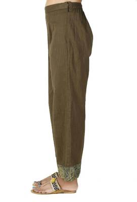 Khaki Green Cotton Slub Ajrakh Palazzo 2